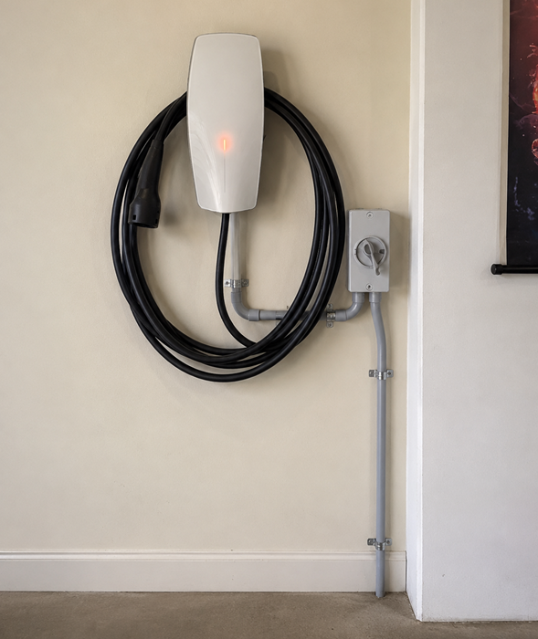 Home EV charger installation - wall-mounted charging station by Fully Spark'd Electrical Logan