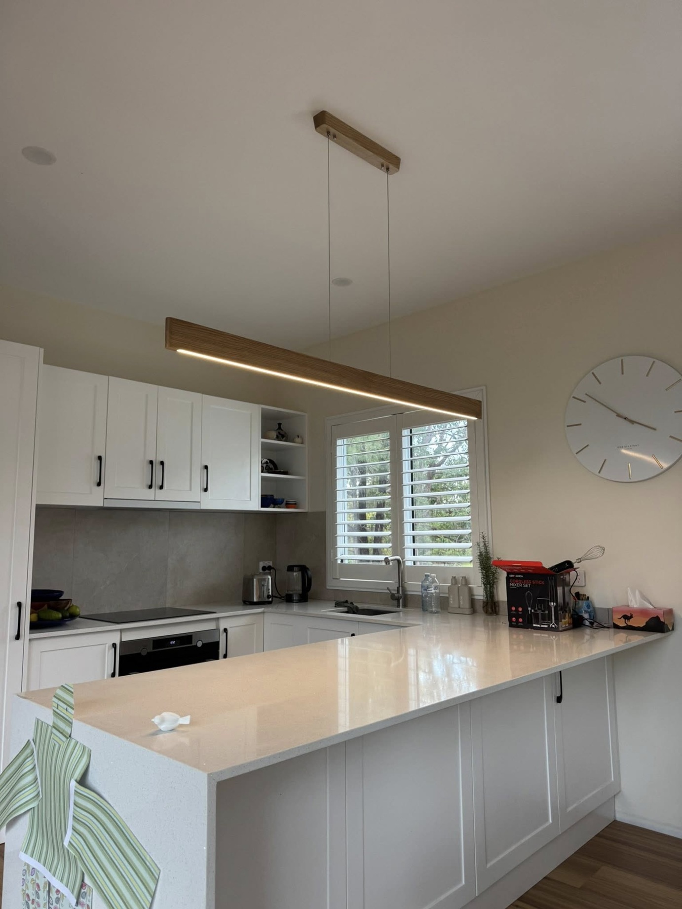 Kitchen pendant LED lighting installation - residential electrical work by Fully Spark'd Electrical